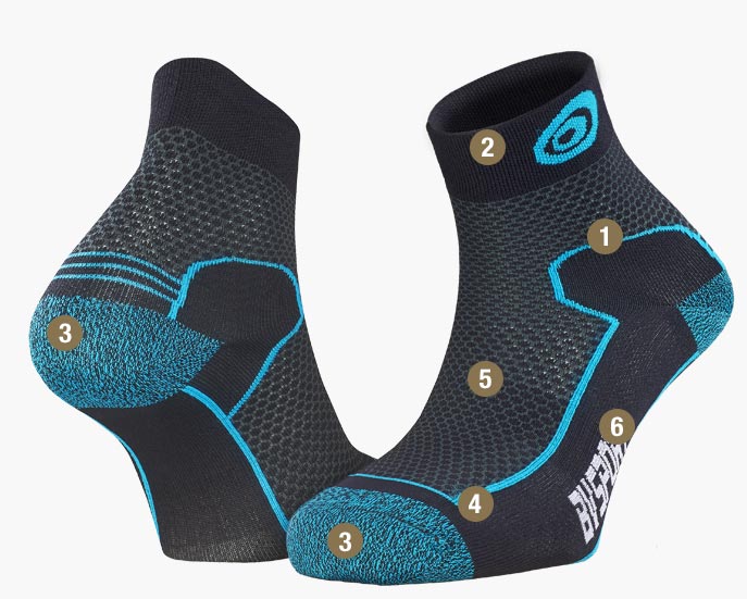 Short socks DOUBLE Polyamide EVO courtes blue/black